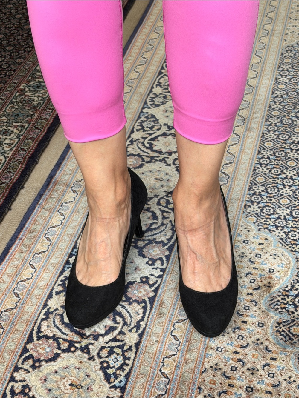 A Calvin Klein Classic Black Suede Pumps in Size 7 with 3” heels